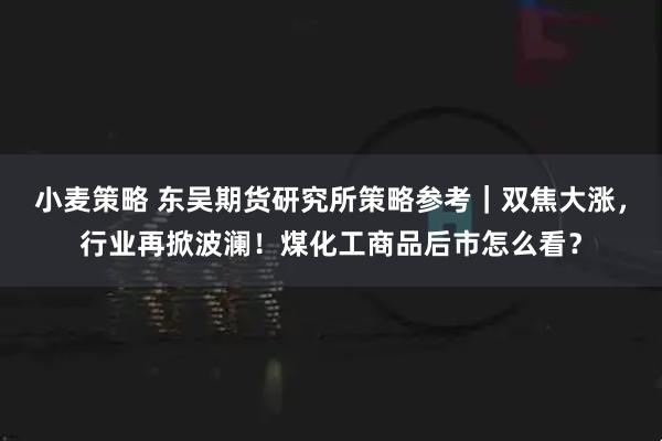 小麦策略 东吴期货研究所策略参考|双焦大涨,行业再掀波澜!煤化工商品后市怎么看?